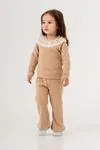 1-9 Yaş Firuze Cotto Lace Kız Çocuk Takım -Caramel-