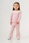 1-9 Yaş Firuze Cotto Lace Kız Çocuk Takım -Pembe-