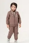 6-9 Yaş Bear Bear Kız Çocuk Hırkalı Takım -Tatlı Kahve-