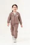 6-9 Yaş Bear Bear Kız Çocuk Hırkalı Takım -Tatlı Kahve-