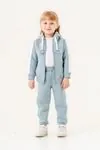6-9 Yaş Smıle Blok Kız Çocuk Hırkalı Takım -Bebe Mavisi