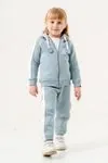 6-9 Yaş Smıle Blok Kız Çocuk Hırkalı Takım -Bebe Mavisi