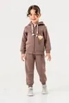 6-9 Yaş Joy Bear Kız Çocuk Hırkalı Takım -Tatlı Kahve