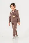 6-9 Yaş Joy Bear Kız Çocuk Hırkalı Takım -Tatlı Kahve