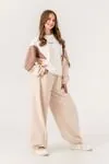 9-15 Yaş Italy Designer Kız Çocuk Eşofman Takım -Latte