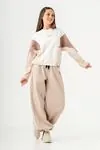 9-15 Yaş Italy Designer Kız Çocuk Eşofman Takım -Latte
