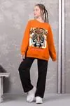 9-14 Yaş Tiger Live Kız Çocuk Sweat -Oranj