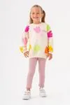 2-5 Yaş Love Colors Kız Çocuk Taytlı Takım -Pudra