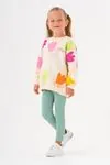 2-5 Yaş Love Colors Kız Çocuk Taytlı Takım -Yeşil
