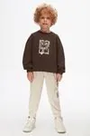 4-8 Yaş Tiger Cool Erkek Çocuk Eşofman Takım -Modern Kahve-
