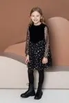 4-12 Yaş Star Design Kız Çocuk Elbise -Siyah-