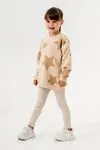 2-5 Yaş Love Star Colors Kız Çocuk Taytlı Takım -Latte-