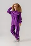 8-15 Yaş Premium Cool Velvet Kız Çocuk Takım -Mor-