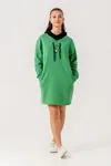 8-15 Yaş Designer Style Kız Çocuk Elbise -Yeşil-