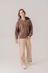 8-15 Yaş Premium Cool Velvet Kız Çocuk Takım -Modern Camel-