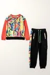 7-12 Yaş Crazy Colors Kız Çocuk Eşofman Takım -Mercan-