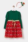 4-7 Yaş New Year Candy Kız Çocuk Taçlı Elbise -Yeşil-