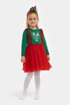 2-5 Yaş Happy Candy Taçlı Kız Çocuk Elbise -Yeşil-