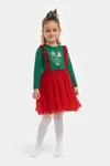 2-5 Yaş Happy Candy Taçlı Kız Çocuk Elbise -Yeşil-