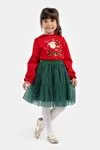 5-8 Yaş My Deer Candy Kız Çocuk Etekli Takım -Kırmızı-