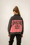 8-12 Yaş Amazing Team Kız Çocuk Bomber Ceket -Mercan-