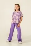 8-12 Yaş Flower Cotto Kız Çocuk Takım -Lila-
