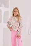 4-8 Yaş Flower Cotto Kız Çocuk Takım -Pembe-