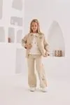 4-8 Yaş Flower Daisy Kız Çocuk 3'Lü Takım -Latte-