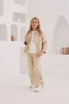 4-8 Yaş Flower Daisy Kız Çocuk 3'Lü Takım -Latte-