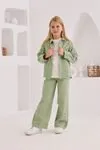 4-8 Yaş Flower Daisy Kız Çocuk 3'Lü Takım -Haki-
