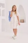 4-8 Yaş Fisto Daisy Kız Çocuk Elbise -Mavi-