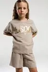 4-15 Yaş Lisanslı Us Polo ASSN Kız Çocuk Takım-Kum