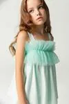 4-12 Yaş Okyanus Designer Kız Çocuk Elbise-Mint Yeşili