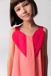 4-12 Yaş Pink Angel Love Kız Çocuk Elbise-Fuşya
