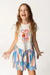 4-12 Yaş Strawberry Love Kız Çocuk Elbise-Ekru