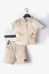 6-18 Aylık Dino Happy Animal Erkek Bebek Takım-Latte