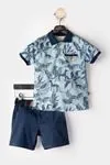 2-6 Yaş Cool Flower Animals Erkek Çocuk Takım-Mavi