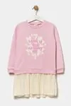 4-7 Yaş Around Love Kız Çocuk Sweat Elbise -Açık Leylak-