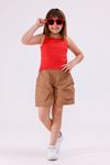 4-15 Yaş New Mila Kız Çocuk Askılı T-Shirt-Nar çiçeği