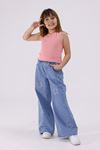 4-15 Yaş Happy Luna Kız Çocuk Sıfır Kol T-Shirt-Gül Kurusu