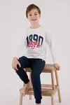 4-15 Yaş Lisanslı Us Polo Assn Erkek Çocuk Takım-Ekru