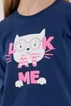 2-8 Yaş Look Cat Kız Çocuk Takım-İndigo
