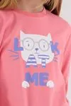 2-8 Yaş Look Cat Kız Çocuk Takım-Pembe