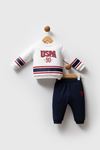 6-36 Ay Lisanslı Us Polo Assn Erkek Bebek Takım-Ekru