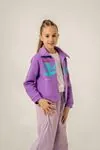 5-9 Yaş Mussness Happy Colors Kız Çocuk Hırka/Ceket -Mor-