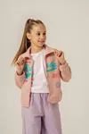 5-9 Yaş Mussness Happy Colors Kız Çocuk Hırka/Ceket -Pudra-