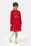4-7 Yaş Merry Christmas Kız Çocuk Elbise-Kırmızı