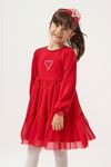 3-6 Yaş Tiny Noel Kız Çocuk Elbise-Kırmızı