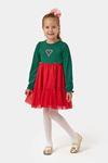 3-6 Yaş Tiny Noel Kız Çocuk Elbise-Yeşil