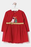 9-24 Ay Snowy Wishes  Kız Bebek Elbise-Kırmızı